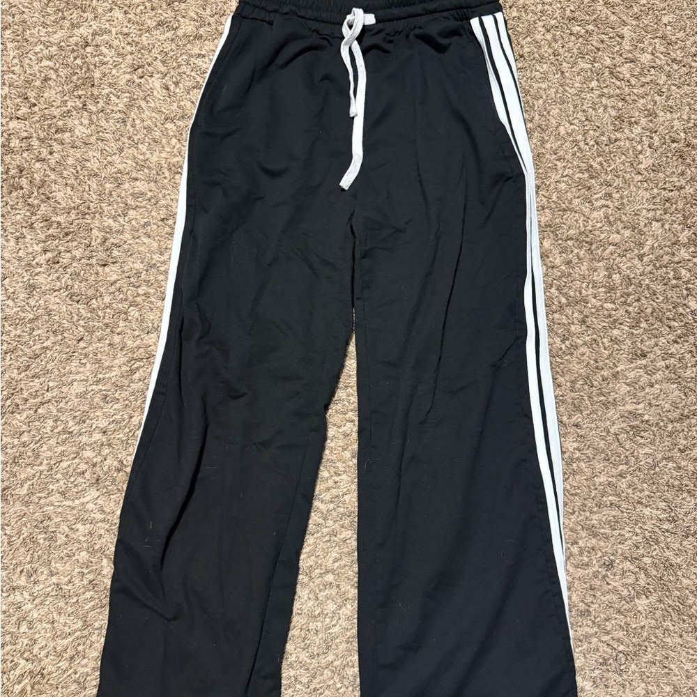 Black Sweatpants with White Stripes